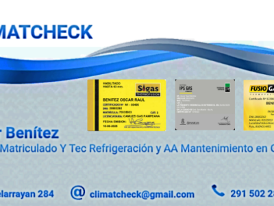 Instalación - mantenimiento y reparación de equipos de A/A /Gasista matriculado